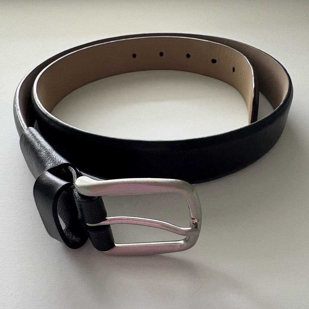 Lands End Men's Black Leather Belt - US Size 32